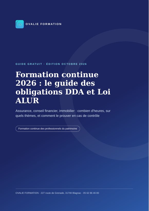 Couverture du guide Formation continue 2026 : le guide des obligations DDA et Loi ALUR